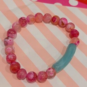 Pink and Blue Beaded Bracelet